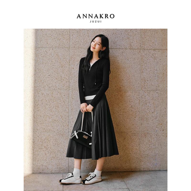 Women's Annacoco Color-block Faux Two-Piece Hooded Wool Knit Sweater