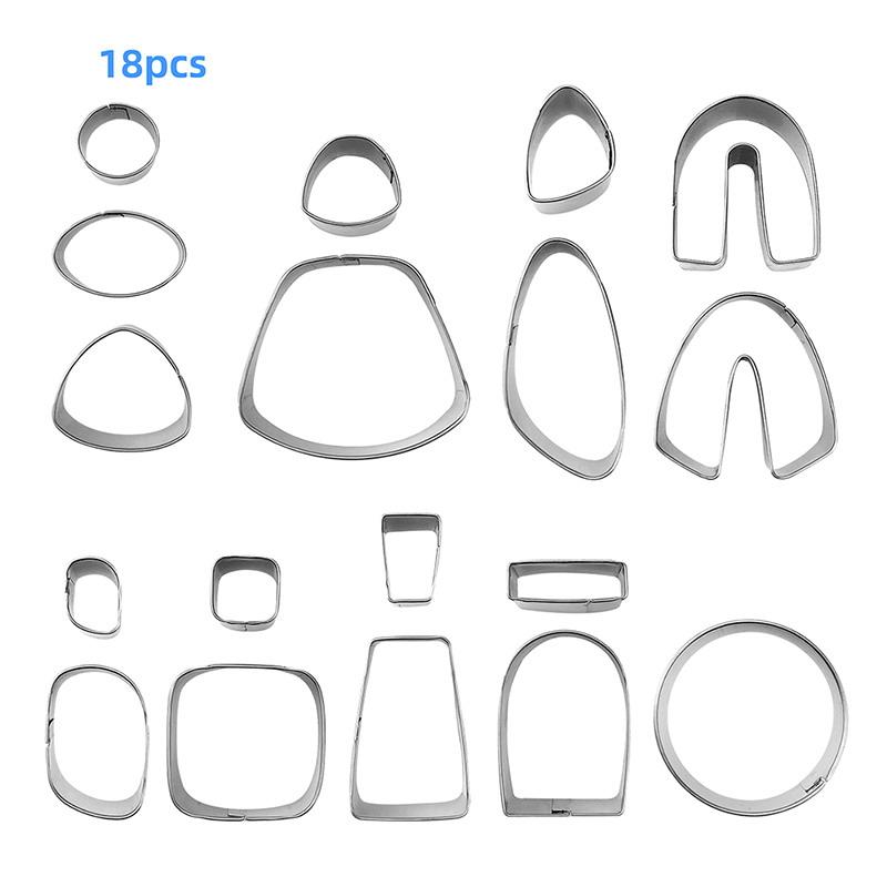 18/21/24Pcs Polymer Clay Earrings Cutters Geometry Die Baking Mould Handmade DIY Jewelry Making Cake Cookie Cutter Plastic