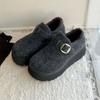 Height-increasing Platform Shoes Women's Autumn and Winter Plush Shoes New Fashion One-pedal Shoes