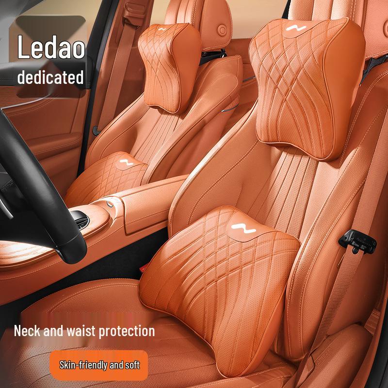 Leda Memory Foam Car Headrest & Lumbar Support Pillow Set