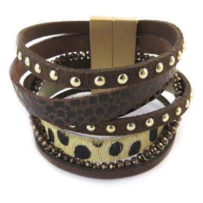 [N9203] - Ethnic Bracelet 'Safari Queen' Brown (6 Rows)