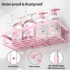 5 Pack Shower Caddy Organizer Rack Shelf for Inside Shower, Adhesive Bathroom Wall Storage Basket Rustproof Stainless Steel Shampoo Holder, Girly