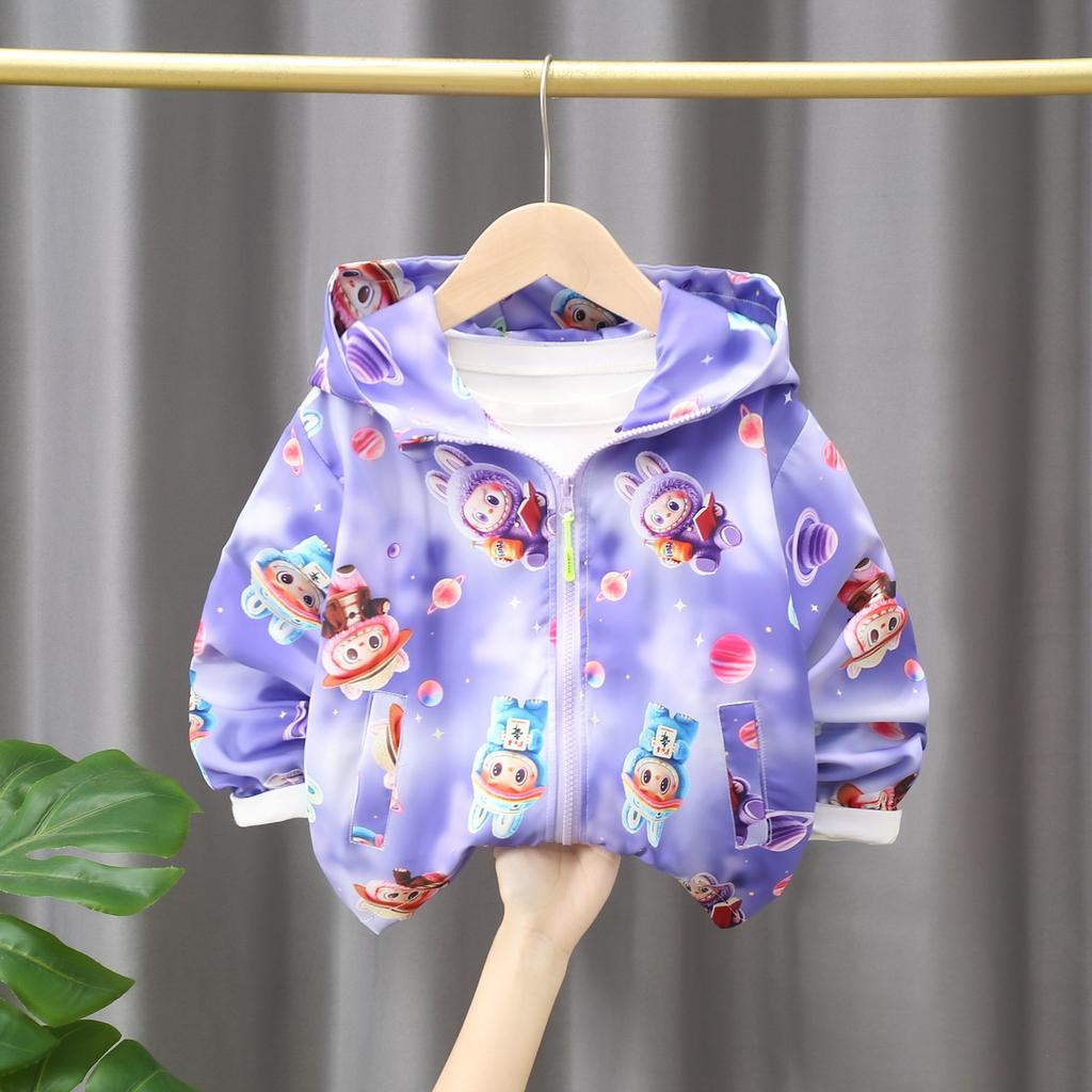 Pardesiu de vânt pentru copii, Modă de primăvară și toamnă cu geacă de bumbac, Jachetă casual cu glugă pentru băieți și fete
