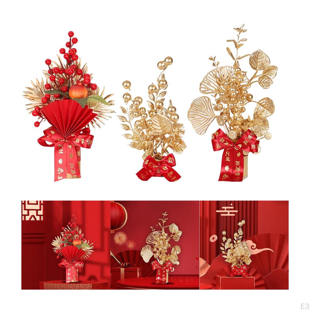 Chinese Year Decoration Tree Ornament Artificial Bonsai Charm Adornment Art Crafts for Indoor