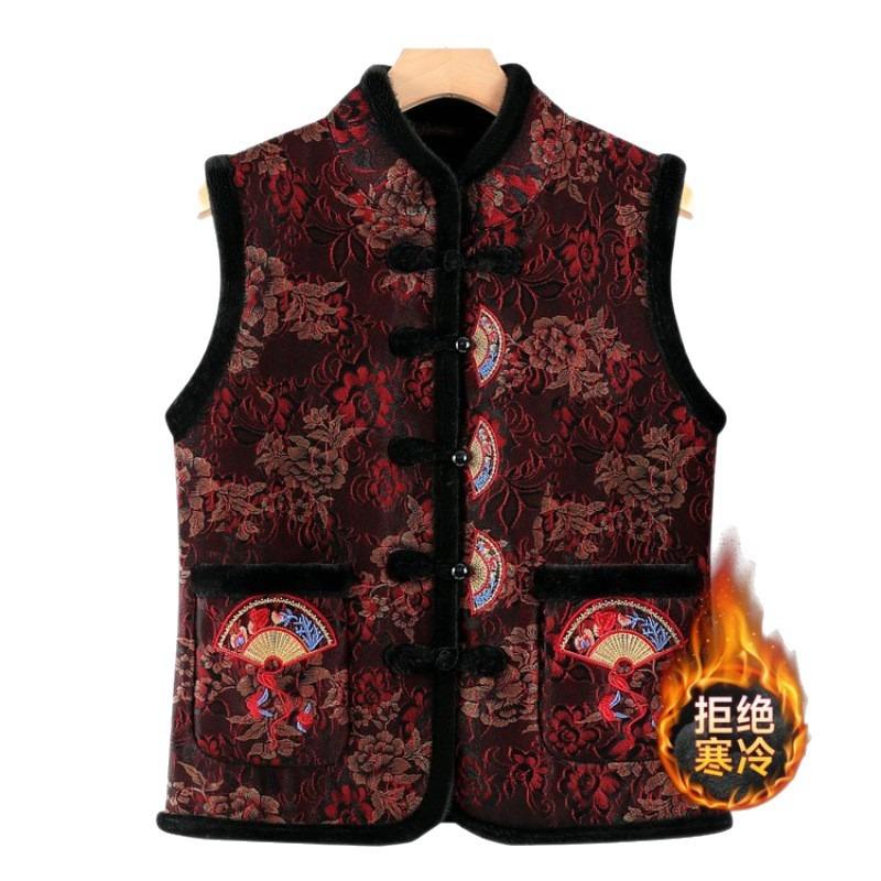 Autumn and Winter Thickened Vest Jacket Middle Old Vest Old Lady Vest Velvet Top