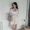 New ArrivalS Open Run Women S Linen String Sheer Long Sleeve Shirt And ShortS   