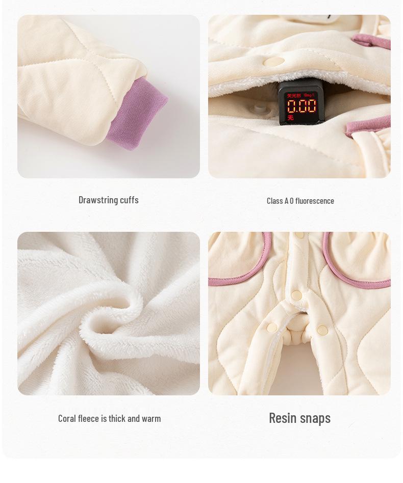 Cozy Quilted Cotton Baby Onesie for Autumn/Winter - Warm, Thickened Newborn Jumpsuit for Outdoor Play and Crawling.