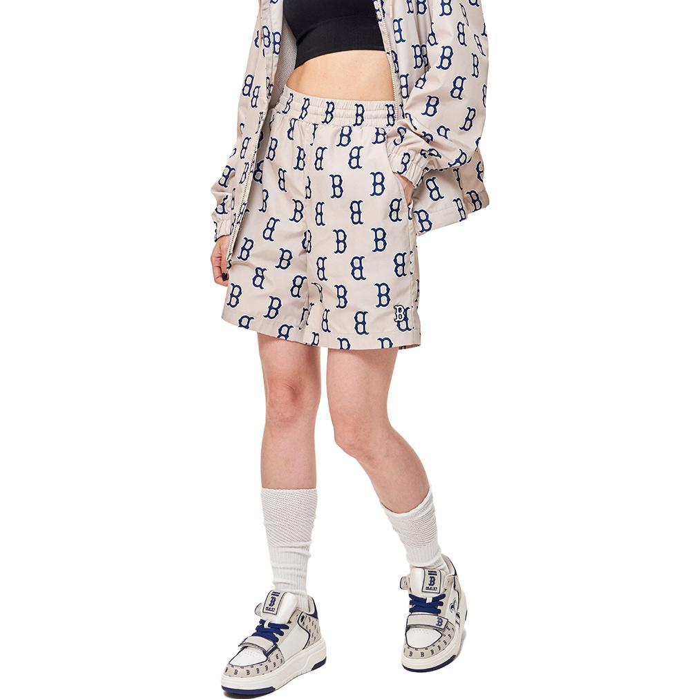 MLB Boston Red Sox Letter Print Elastic Waist Sports Shorts Unisex shorts Light-Beige 3ASMM0133-43BGL