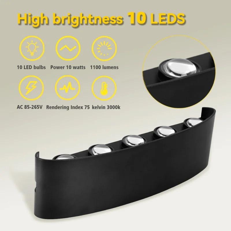 Aluminum Interior Wall Light IP65 Waterproof LED Wall Lamp Outdoor Garden Lighting for Bedroom Living Room Loft Stairs Balcony Decor