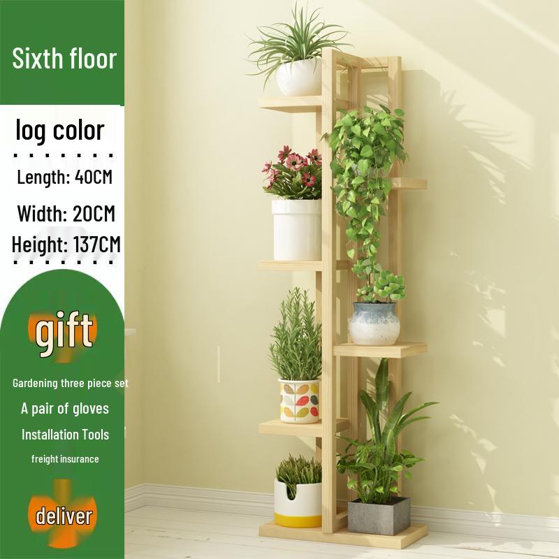 Solid Wood Plant Stand: Floor-Standing Flower Pot Holder for Balcony, Living Room, or Outdoor Space