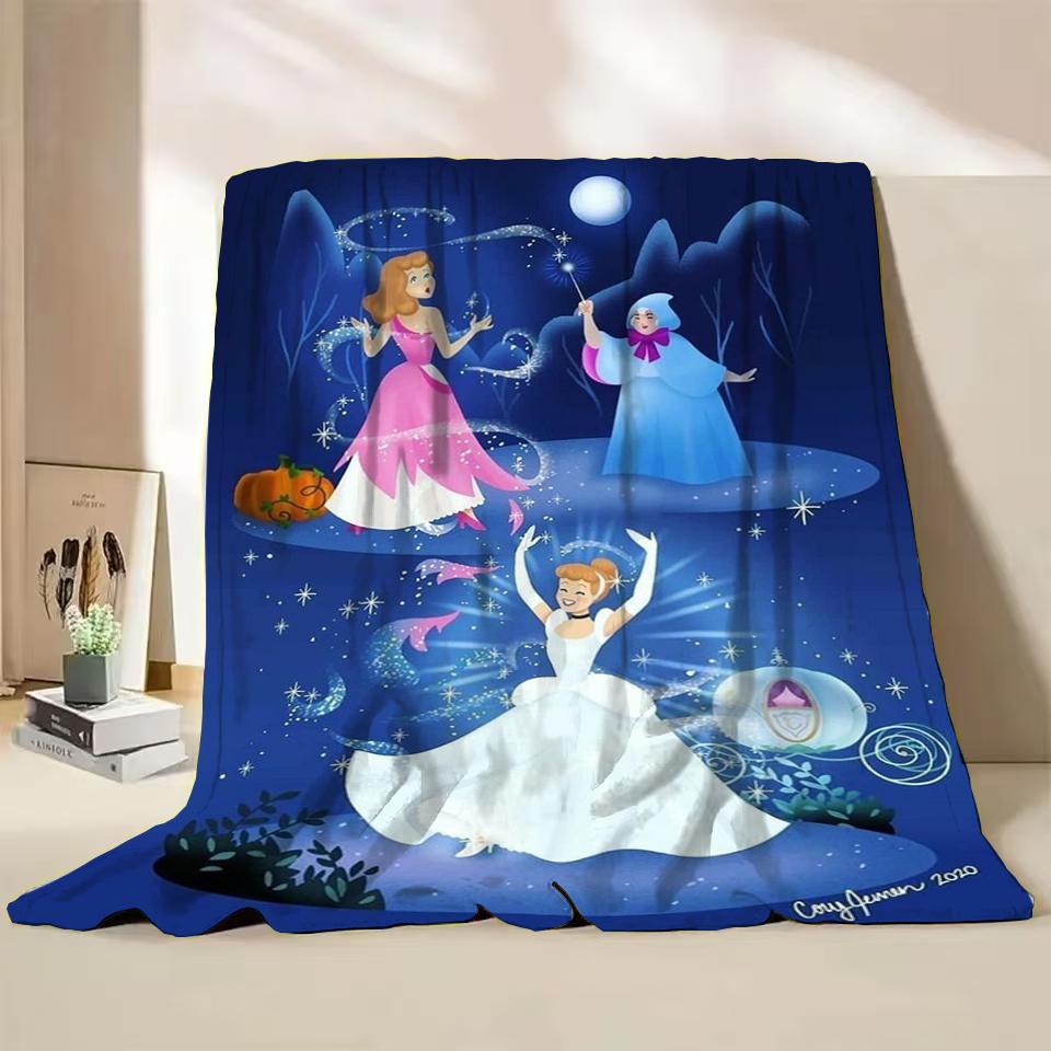 Disney Cinderella Flannel Thin Blanket.Four Season Blanket. Travel Picnic,for Sofa,Beds,Living Rooms,Fluffy Blanket Gifts