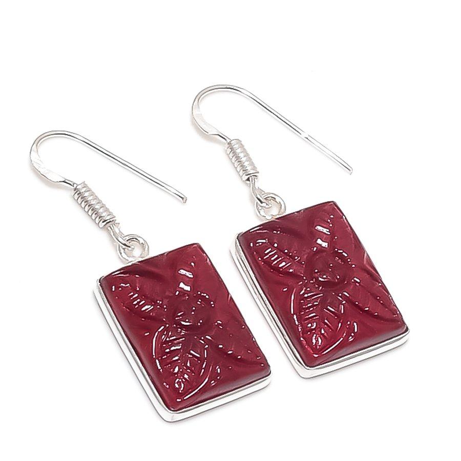 

Garnet Gemstone 925 Sterling Silver Jewelry Earring 1.50