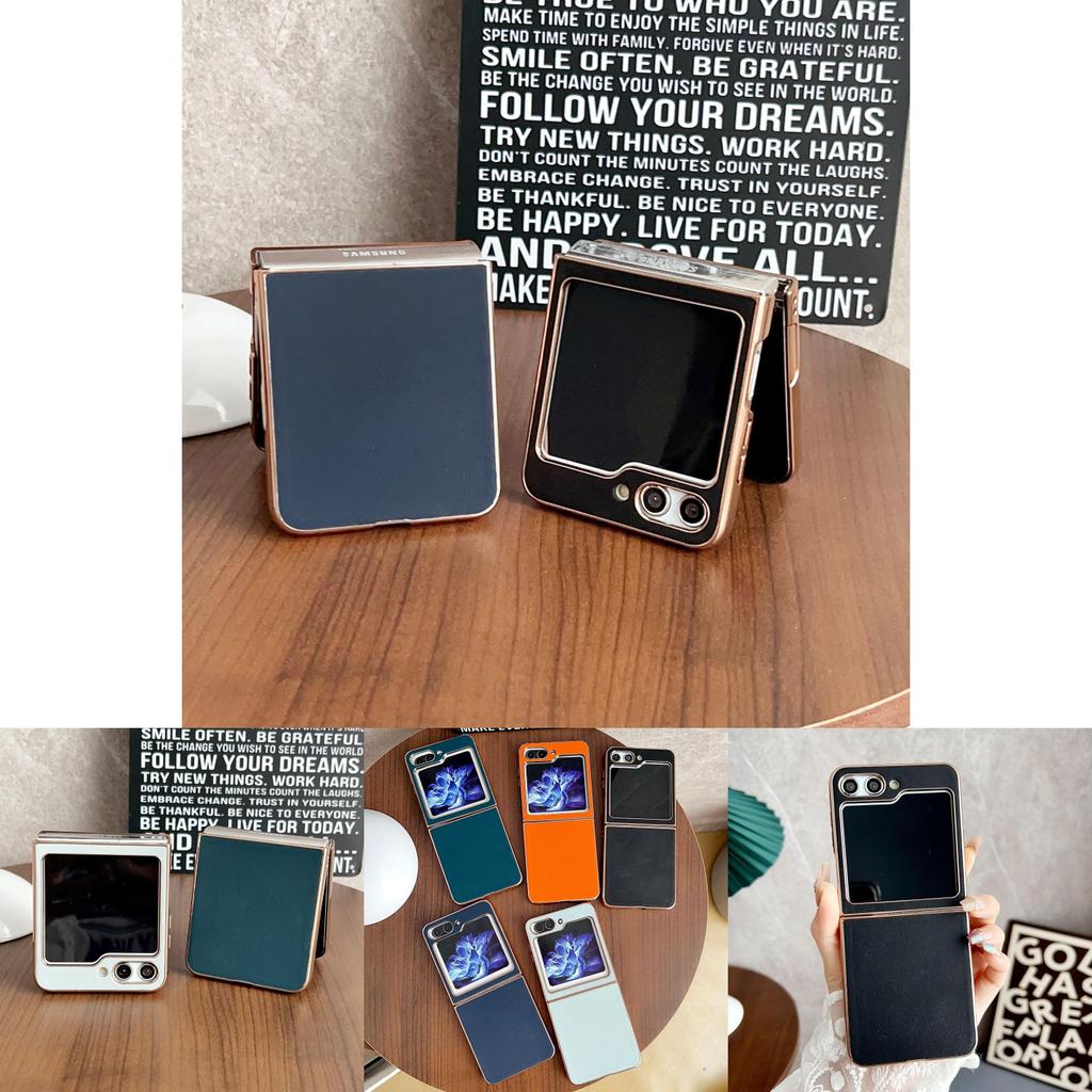 Durable Electroplated Leather Texture Phone Case For Samsung Galaxy Z Flip5 Anti-shock
