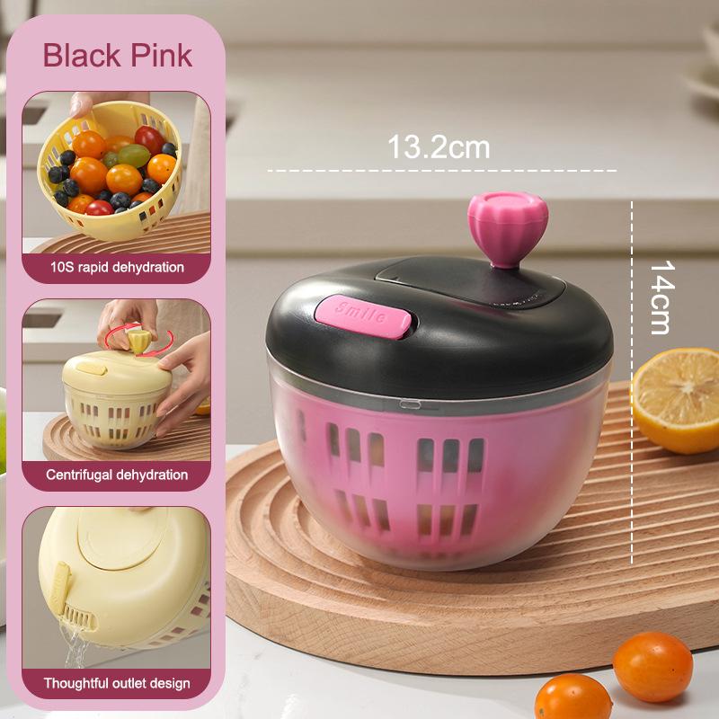 Household Salad Dryer Salad Spinner Vegetable Dehydrator Multi-Function Absorbent Basket Manual Vegetable Dryer Kitchen
