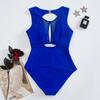 Womens One-Piece Swimsuit With Mesh Panel Solid Color Padded Bust Slimming Fit Swimming Beach Vacation