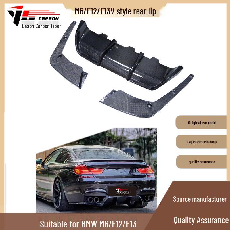 Fits 2012-2016 BMW M6 F12 F13 V Style Carbon Fiber Rear Diffuser Lip.