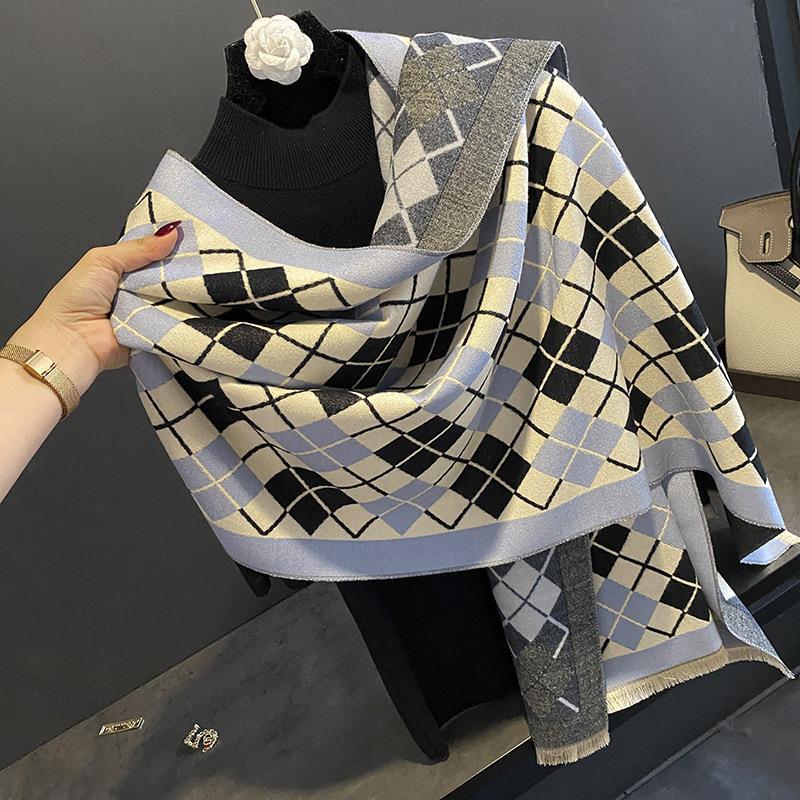Sunflower Pattern Autumn and Winter New Imitation Cashmere Scarf for Women Warm and Thickened Versatile Long Shawl and Scarf