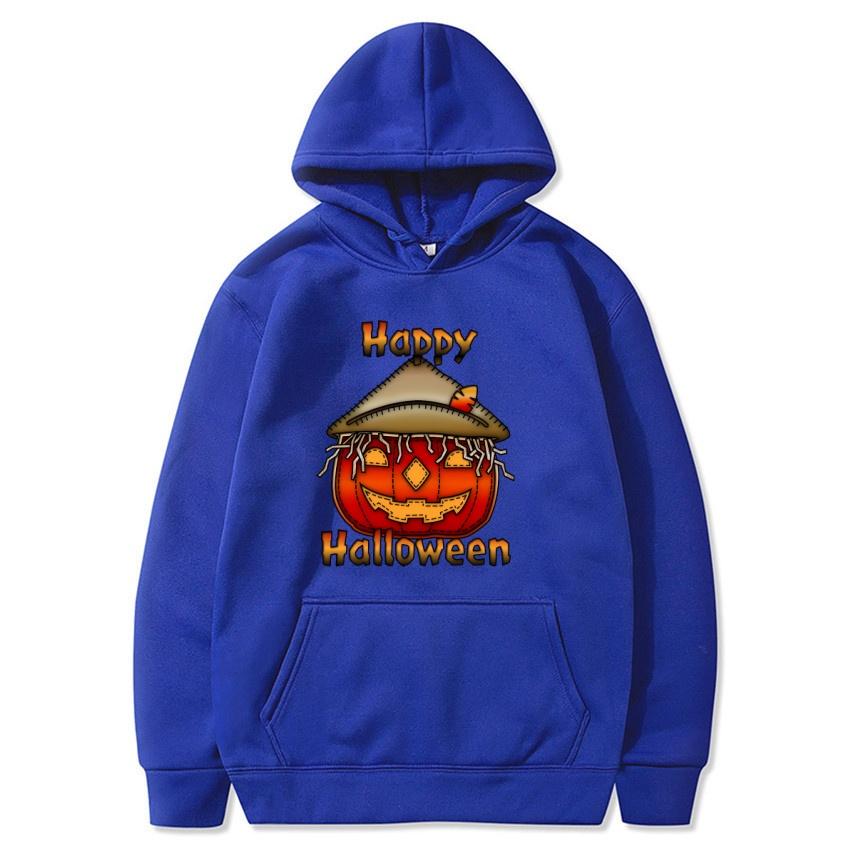 Halloween Autumn Winter Happy Halloween Printed Hoodie Men's Fashion Warm Sweatshirt Casual Street Wear Warm Hoodie