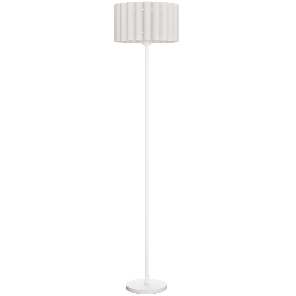 Floor Lamp in Retro Style, Plastic Lampshade, Foot Switch, Metal Rod, White
