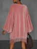 New Loose Pocket Frill Long Sleeve Dress