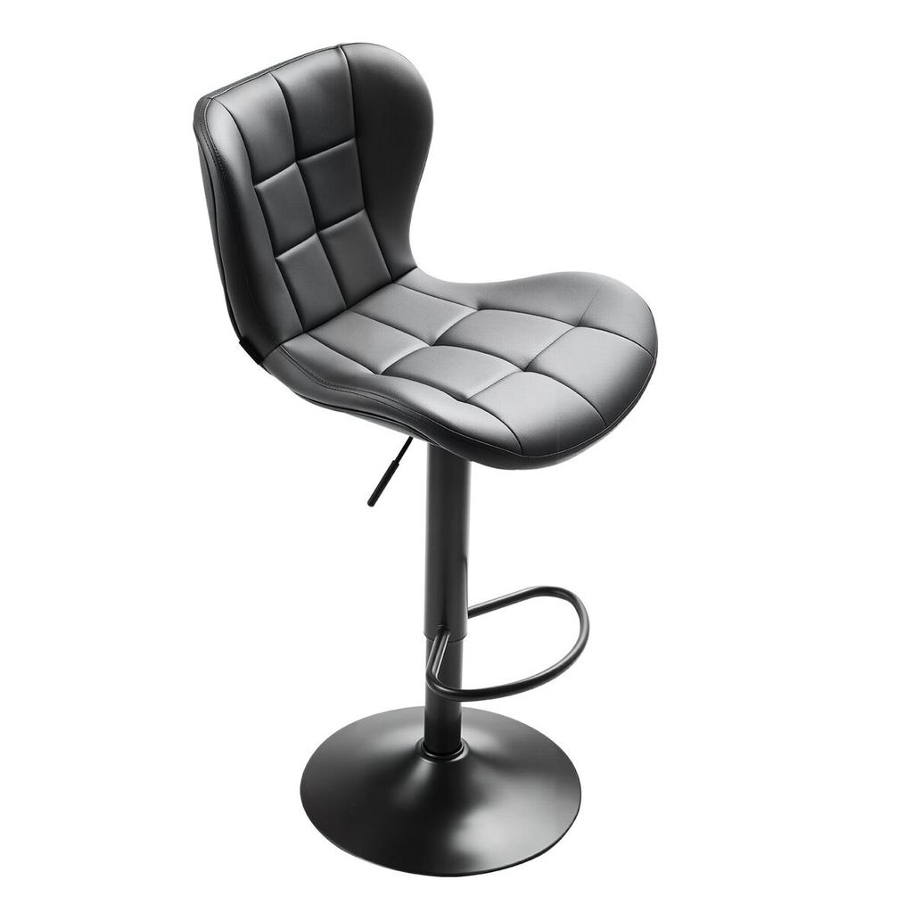 Bar Stool Set of 2, Modern PU Leather Counter Height Stools, Swivel Kitchen Barstool with Back and Footrest, Height Adjustable Armless Bar Chair,