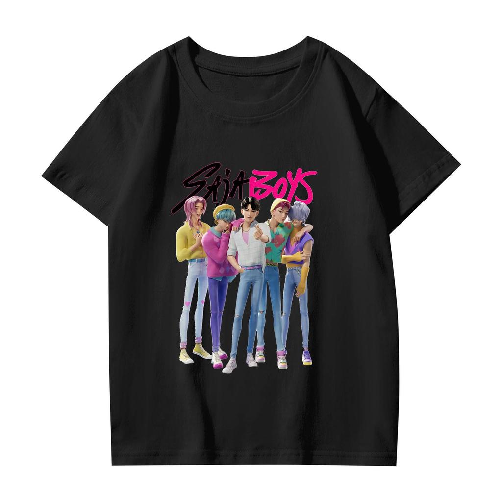 Fashionable Round Neck Short Sleeve Work Clothes Printed Tops For KID Summer Tops