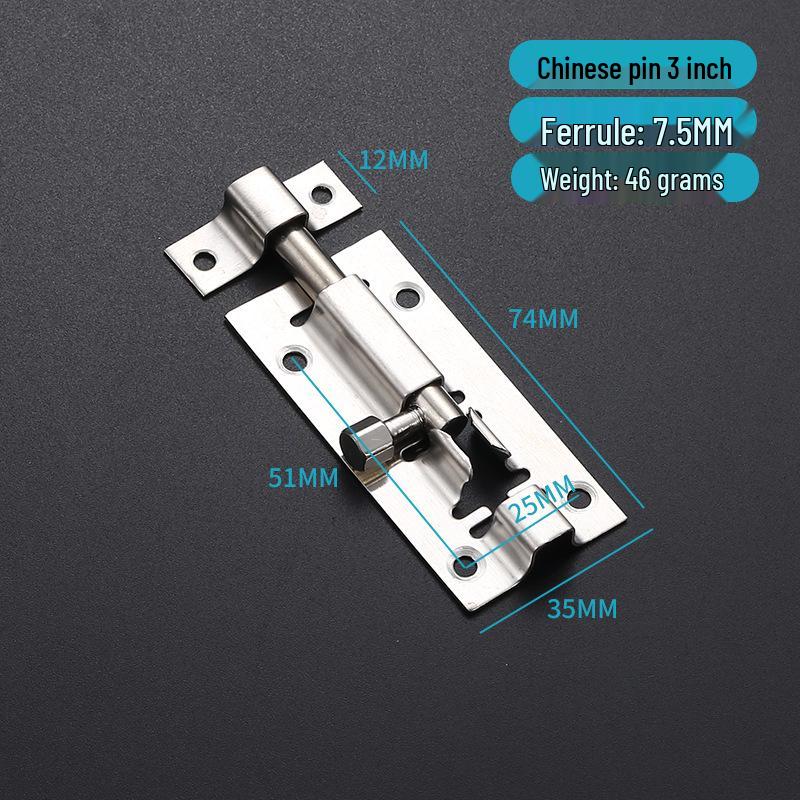 Thickened Stainless Steel Anti-Theft Door & Window Latch: Square Bolt for Cabinets & Doors, Surface-Mounted, Chinese Style