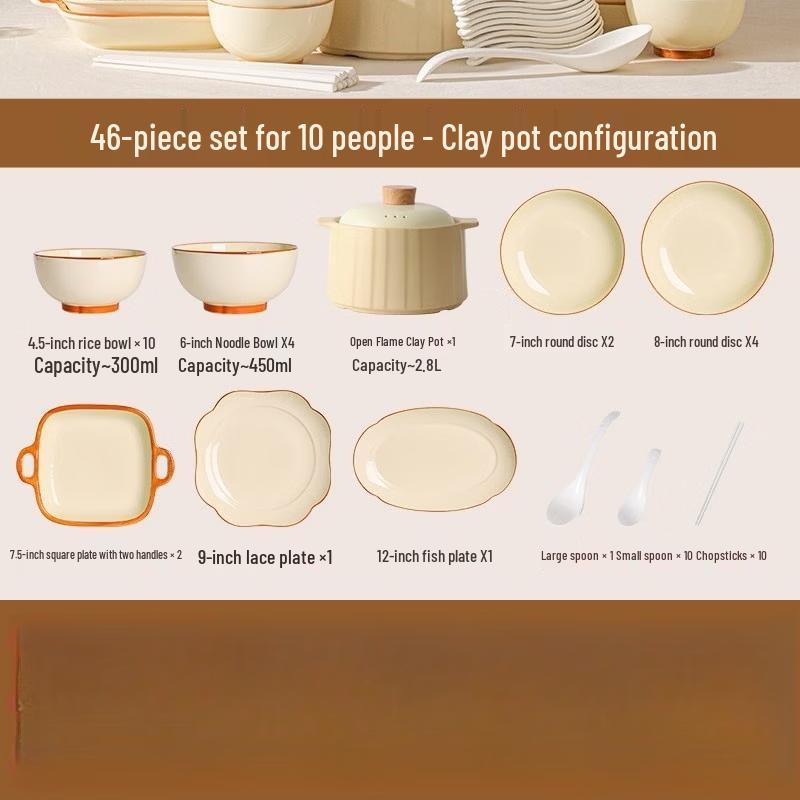 Zhi Shi Cream Style Underglaze Ceramic Dinnerware Set