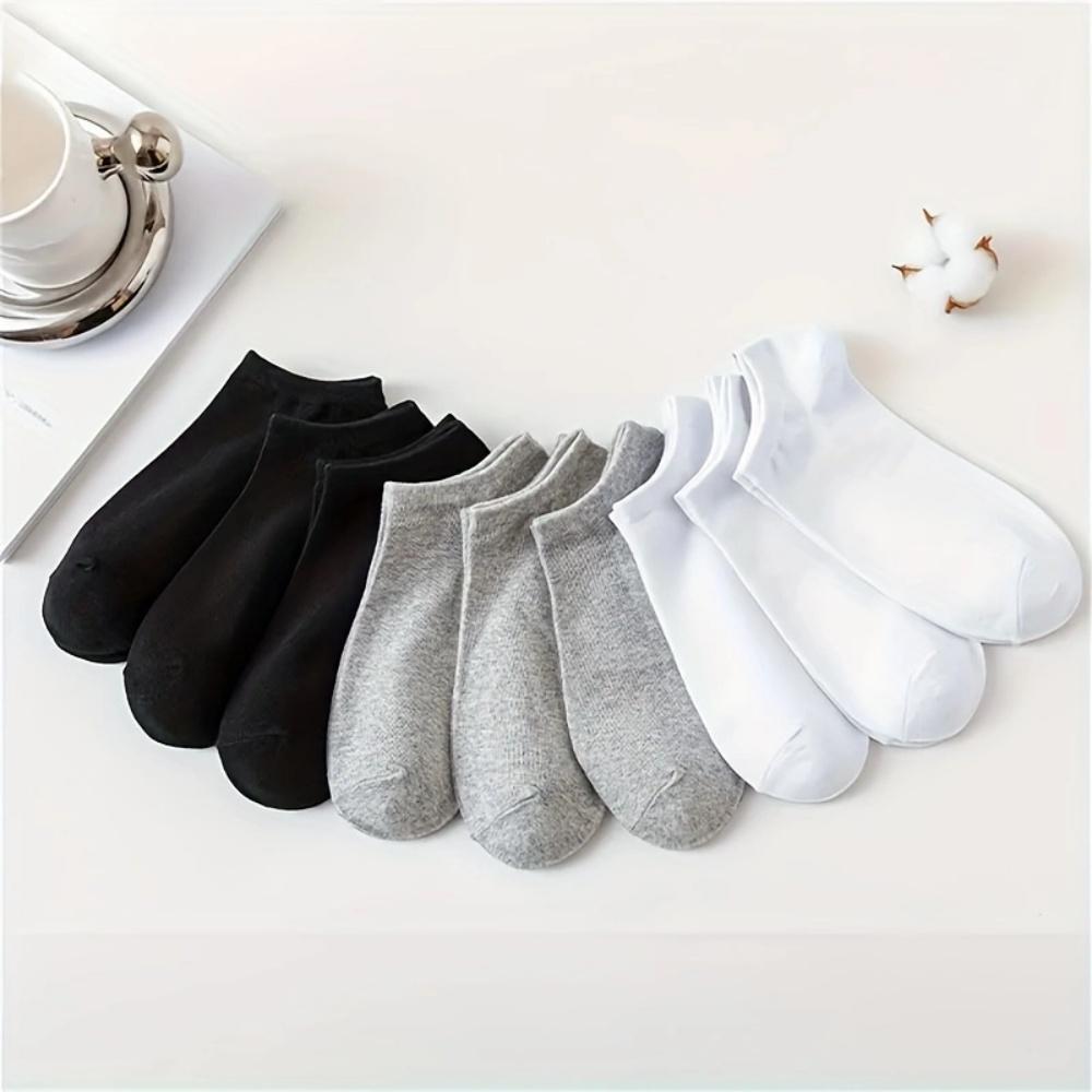 5/10 Pack Unisex Comfort-Fit Ankle Socks for All, Breathable & Lightweight - Ideal for Sports & Daily Wear Solid Women's Socks