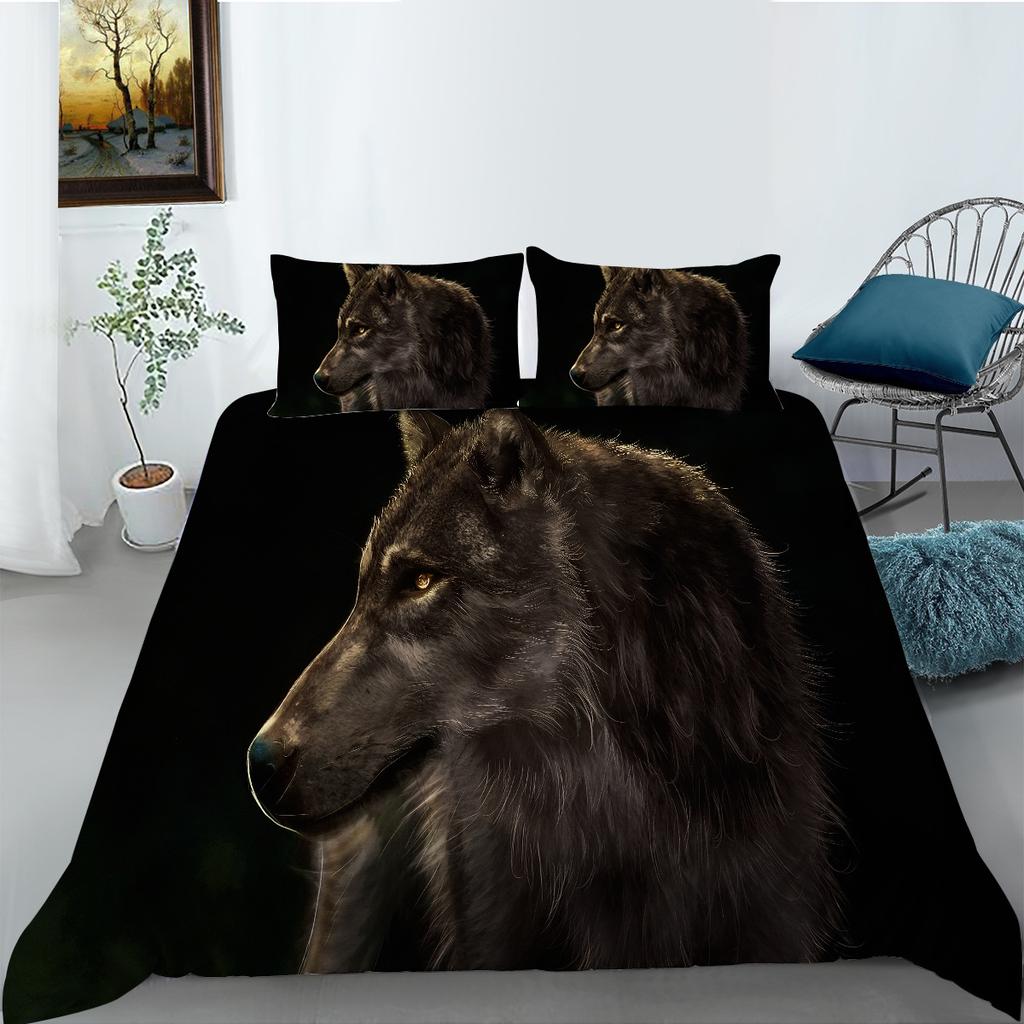 Platform Bedding Two Or Three-Piece Set Polyester Fabric Wolf Digital Printing