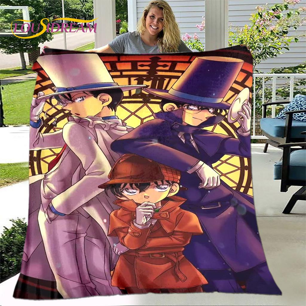 Anime Detective Conan Cartoon Soft Plush Blanket,Flannel Blanket Throw Blanket for Living Room Bedroom Bed Sofa Picnic Cover 3D