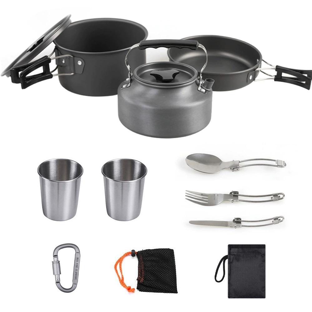 Camping Cookware Set Portable Durable Outdoor Cookware with Tableware Set
