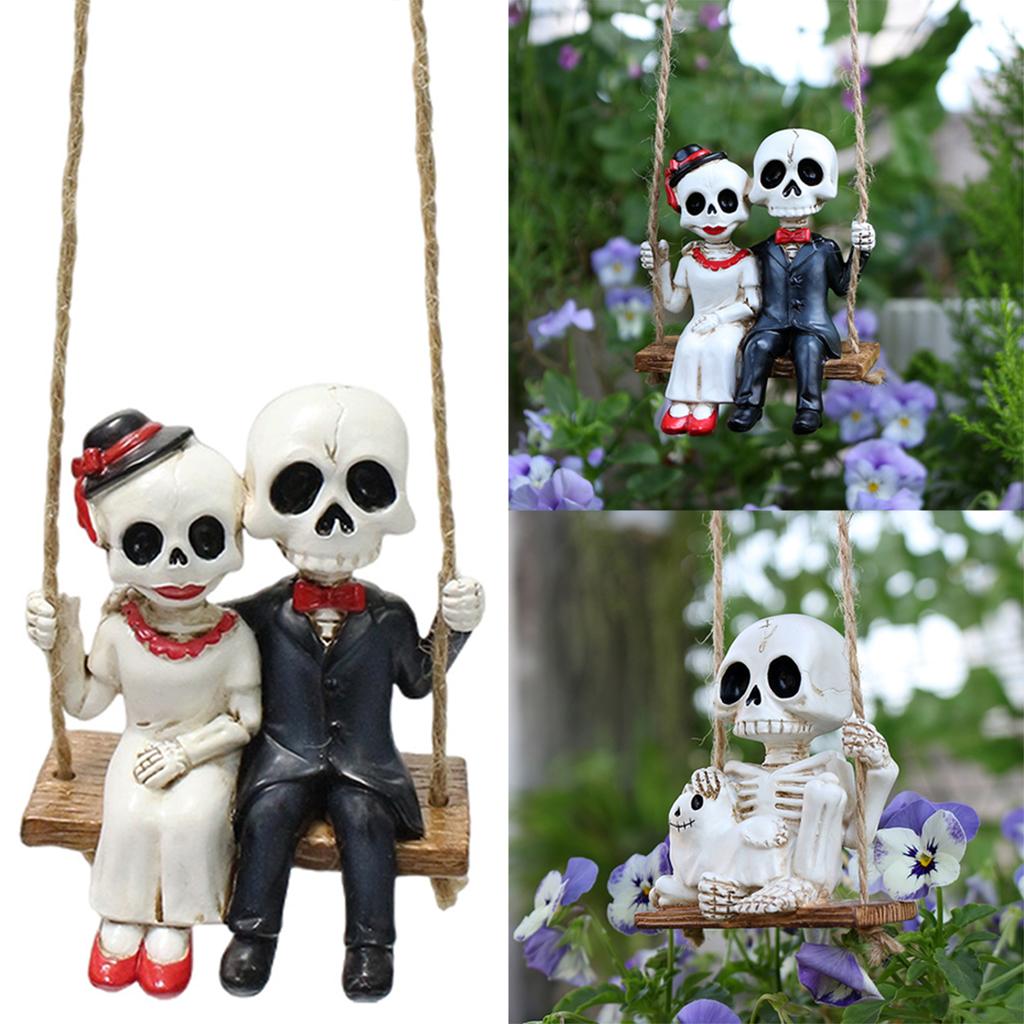 Swing Skull Resin Hanging Pendant Scary Hanging Decoration For Lawn Yard Decoration