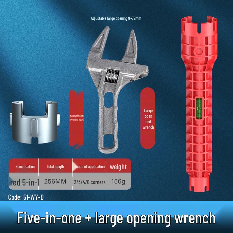 Eight-in-One Multifunctional Faucet & Pipe Wrench Tool for Bathrooms