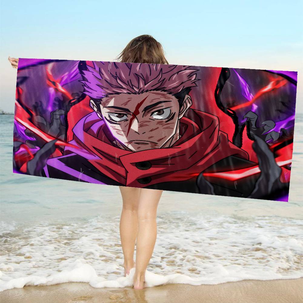 J-Jujutsu K-kaisen Anime Mikrofaserdecke Schnell trocknende Strandtücher Übergröße Druck Super saugfähige Pooltuchdecke