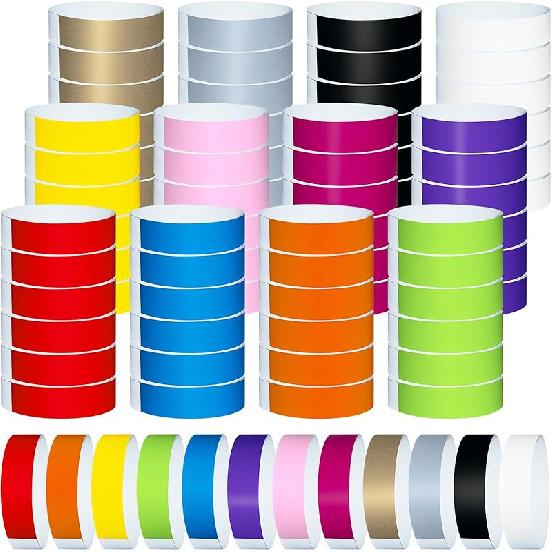 1200 Pcs Plastic Paper Wristbands for Events Neon Color Wrist Bands Concert Identification Wristbands Paper Bracelets Wristbands Party Hand Bands
