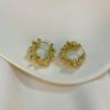 Metal Huggie Earrings Crinkle Irregular Hoop Geometric Gold Silver Alloy Minimalist Women Small Jewelry Wear Gift Party