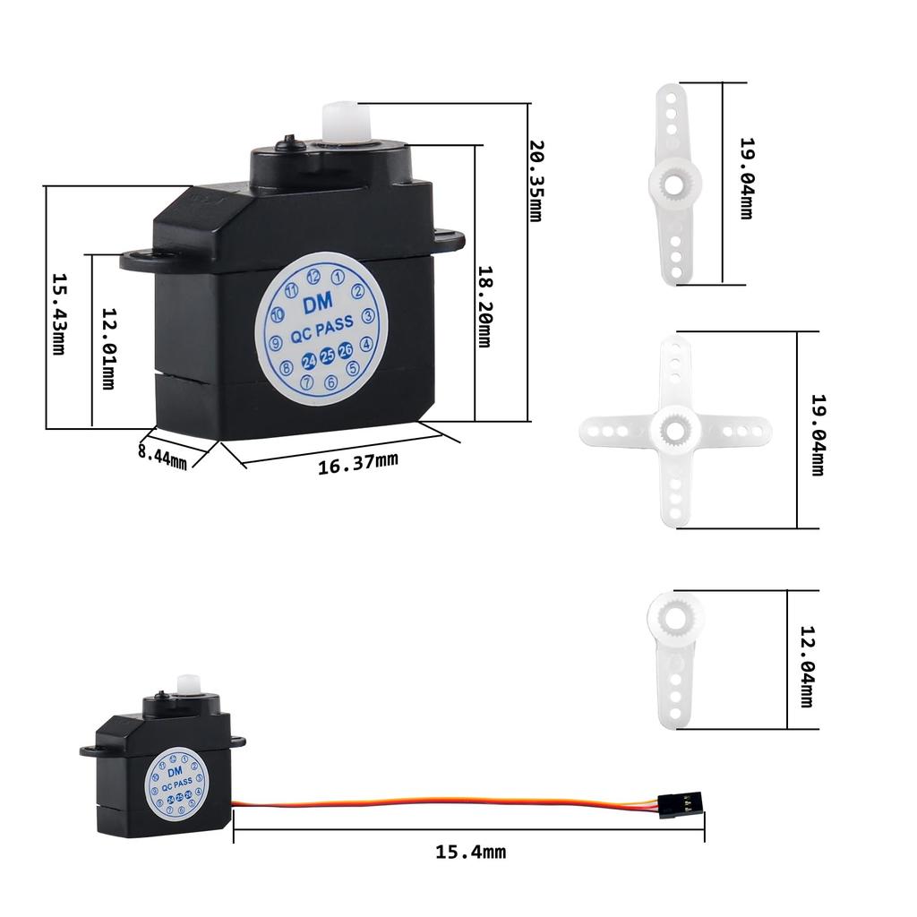 DIYmall 5pcs DM-S0020 Ultra Micro 2.1g Digital Servo with JR Connector, 5V Coreless Motor, 180 Degree Rotation, Mini Servo for Remote Control