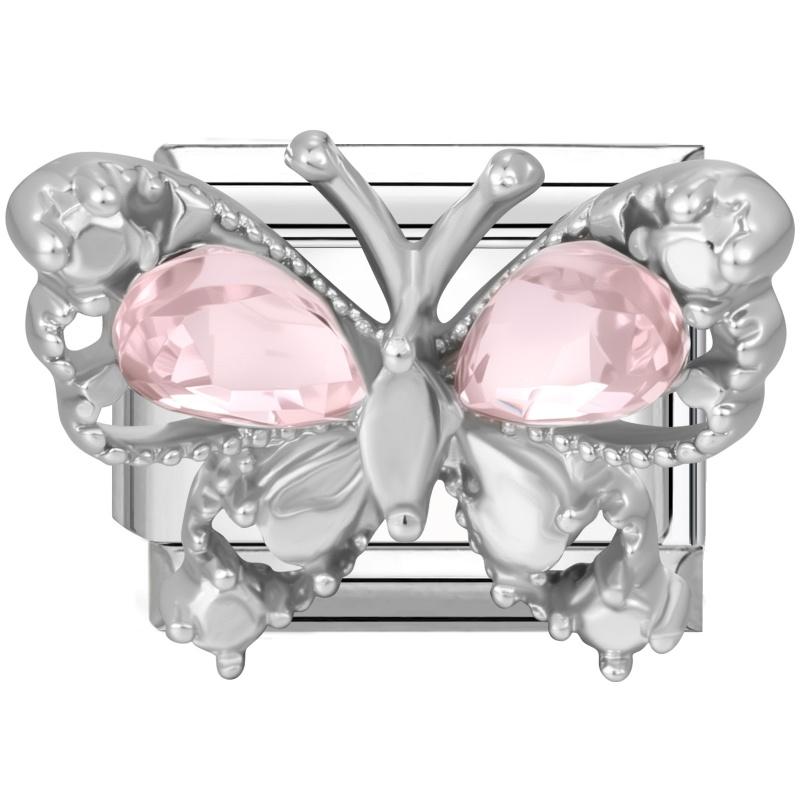 Shiny Zircon Bow Knot Cherry Heart Butterfly Pendant Italian Charm Links Fit 9mm Stainless Steel Bracelet Women DIY Making Gift
