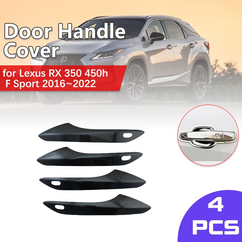 Car Chrome Door Handle Cover for Lexus RX 350 AL20 450h F Sport 2016~ Key Carbon Fiber Trim Catch Car Cap Sticker Accessorie