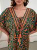 Orange Zebra-Print Locker Kaftan Sexy Strand-Coverups Für Frauen Sommer V-Ausschnitt Quasten Bindeband Seitenschlitz Robe Gemütliches Lässiges Hauskleid