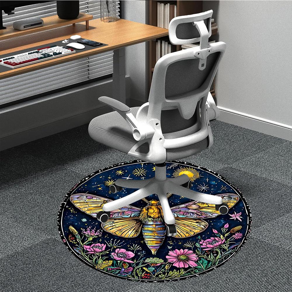 

1pc Moth Garden Artwork Chair Carpet for Office, Soft, Non-Slip Polyester Mat, Office, Entryway, Living Room, Bedroom, yy251207284 80cm by 80cm