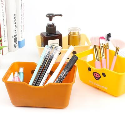 Sale Mini Cartoon Plastik Aufbewahrungsbox Aufbewahrungsbehälter Desktop Kosmetik Aufbewahrungskorb Home Office Organizer Box