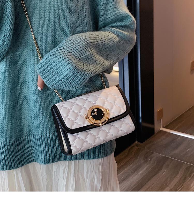 SCIONE Lock Bag Western Style Bag 2019 New Trendy Wild Messenger Bag Rhombus Chain Bag Fashion Small Square Bag