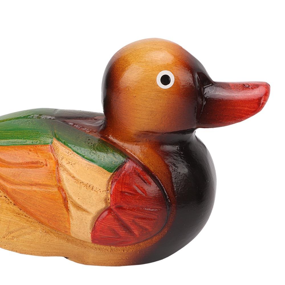 2pcs Hand Carved Wooden Duck Statues Safe Paint Hand Painted Duck Figurine  Home Decor