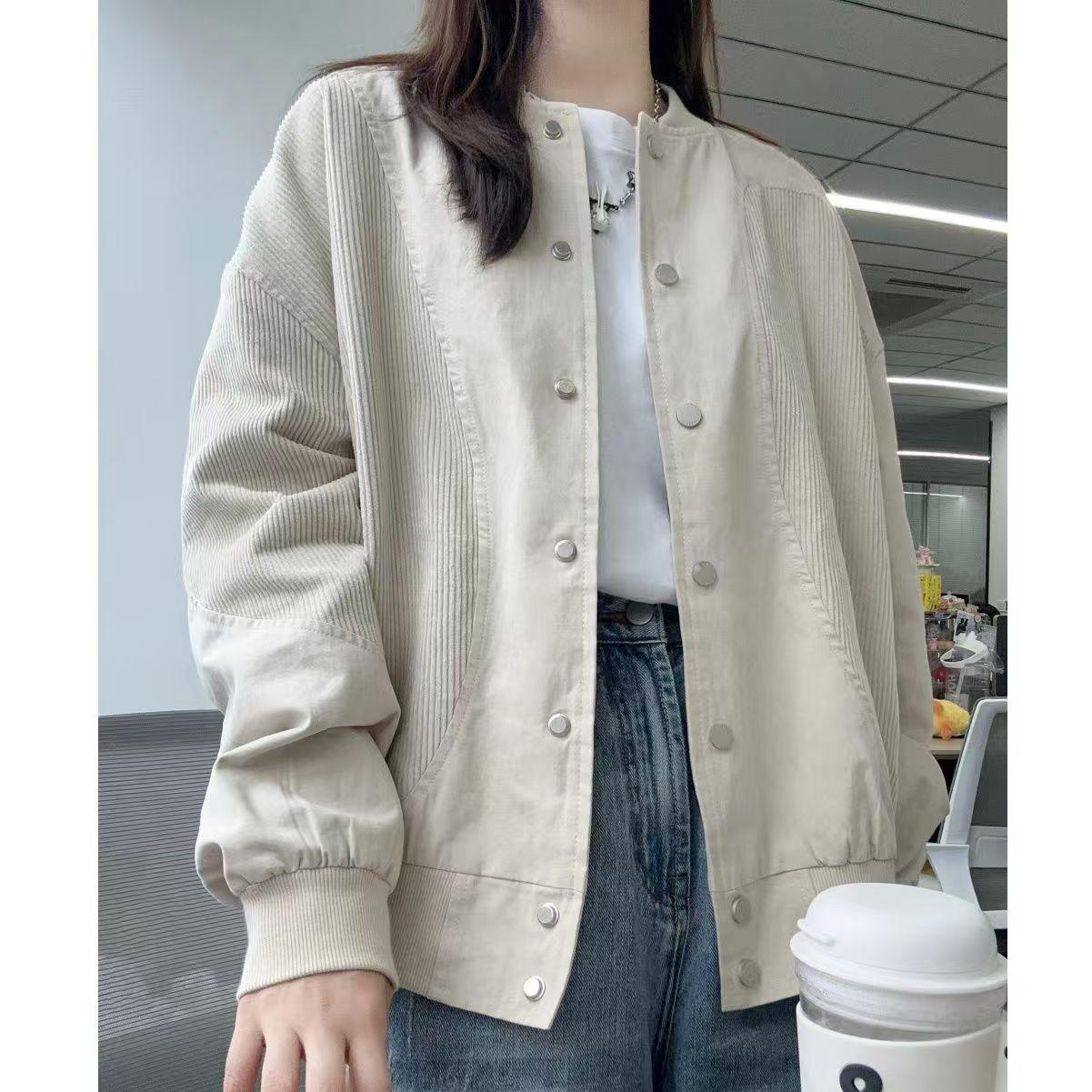 

Женская ретро бейсбольная куртка из вельвета в стиле пэчворк: Свободный крой для весны и осени M for 95-110 lbs