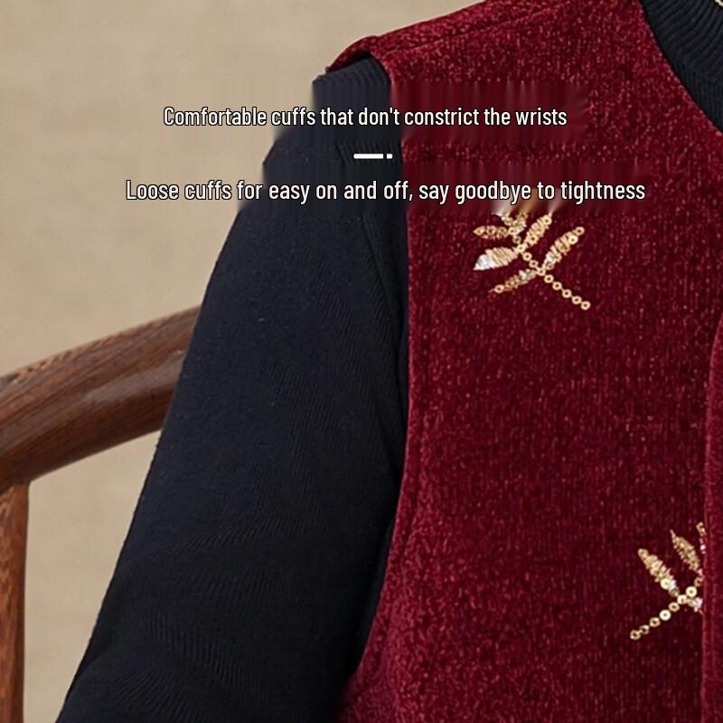 Yuzhaolin Elderly Women's Chinese Style Embroidered Quilted Vest