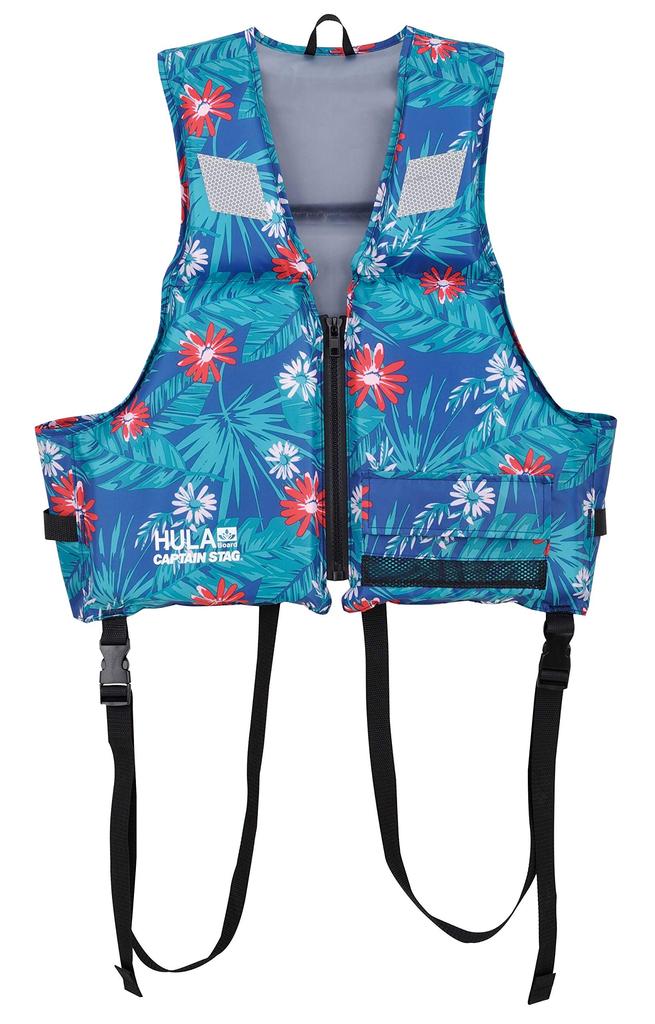 Captain Stag (CAPTAIN STAG) Floating Vest with Reflective Tape and Pockets, Adult, Botanical, HULA US-3010