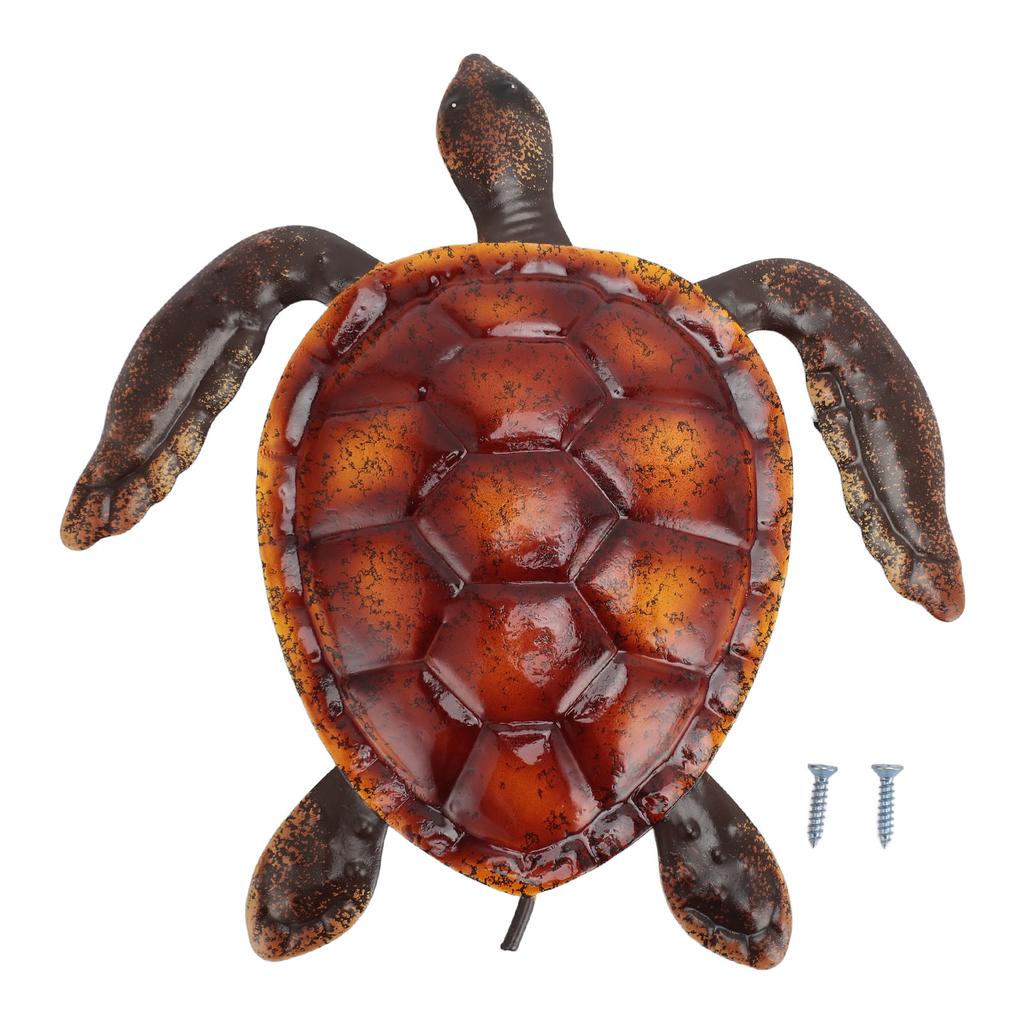 Turtle Wall Decor Vivid Lifelike Rust Proof Metal Sea Animal Statue Decoration for Party Patio Home Aquarium Red