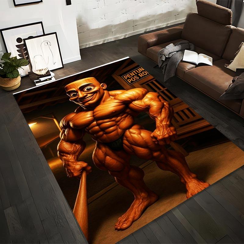 

Cartoon Muscular Character with Bat Design Carpet for Home Decor Suitable for use as an anti-slip for living room bedroom sofas 40x60cm( 15x23in )